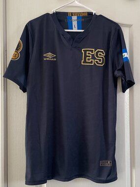 Umbro El Salvador 2021 Soccer Futbol Third Jersey Dark Navy w/ Gold Accents L